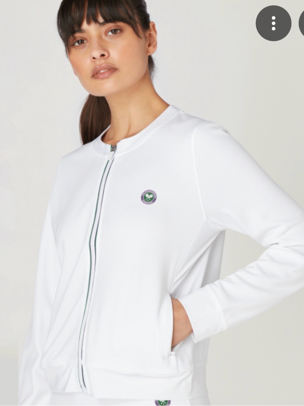 Wimbledon White Athletic Jacket with Green and Purple Trim, XXL